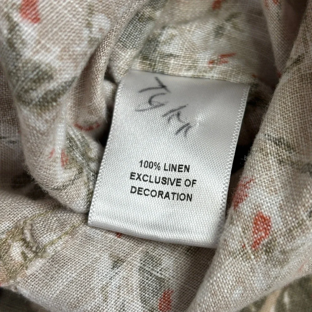Cremieux 100% Linen Hawaiian Camp Shirt XXL Beige Tropical Palm Print